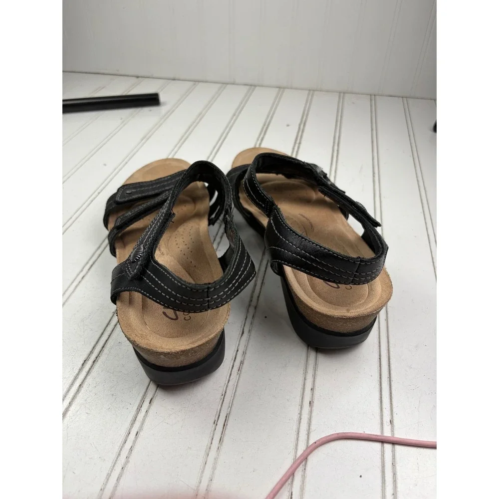 Clarks Collection Calenne Clara Black Leather Sandals Women's Size 8.5